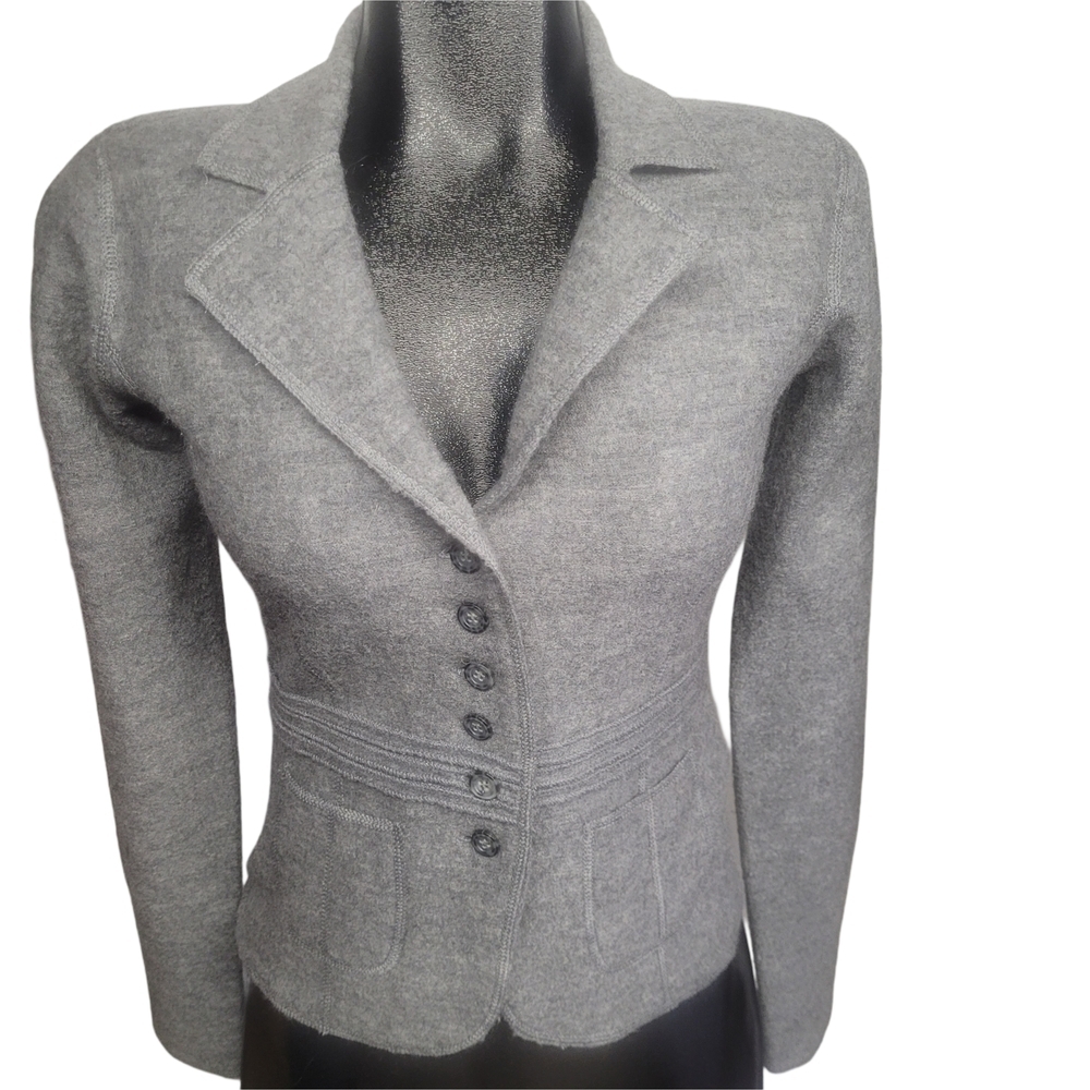 Mexx Gray Button-Up 100% Wool Fitted Blazer Jacket XS